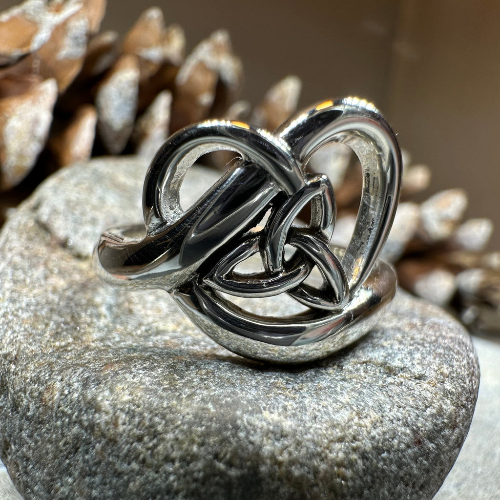 Celtic Trinity Knot Heart Ring in Sterling Silver