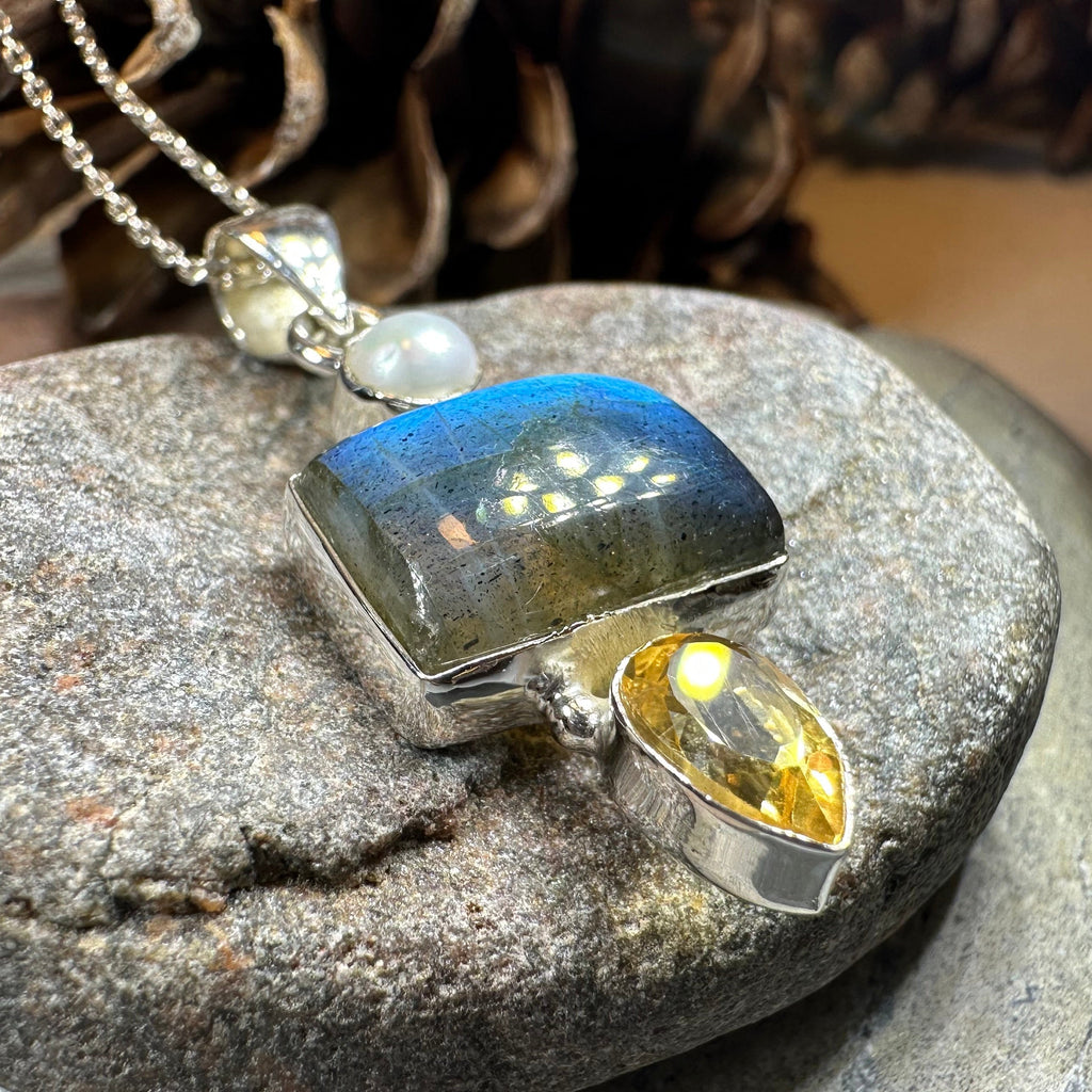 Citrine Blue Labradorite Necklace