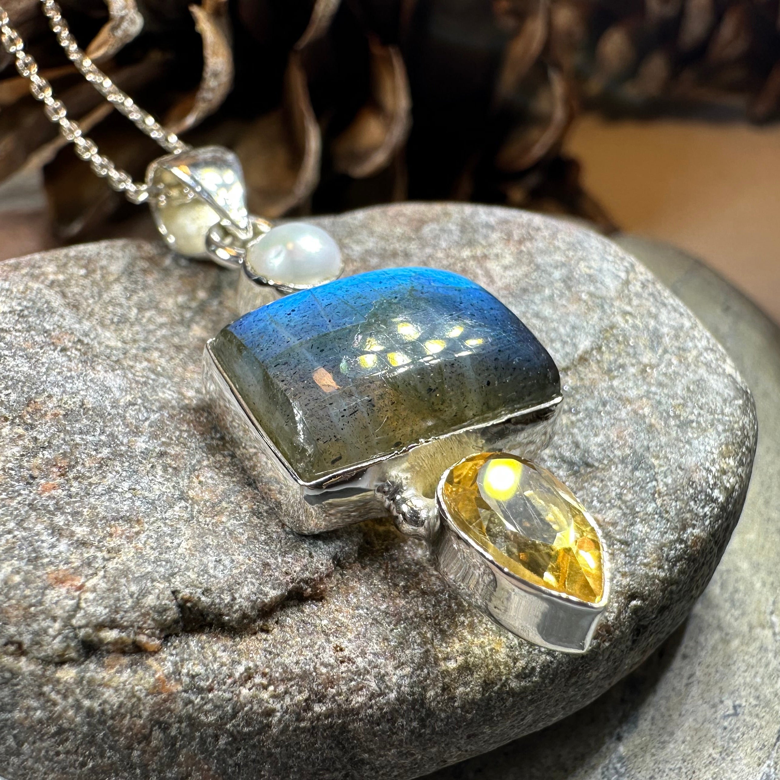 Citrine Blue Labradorite Necklace