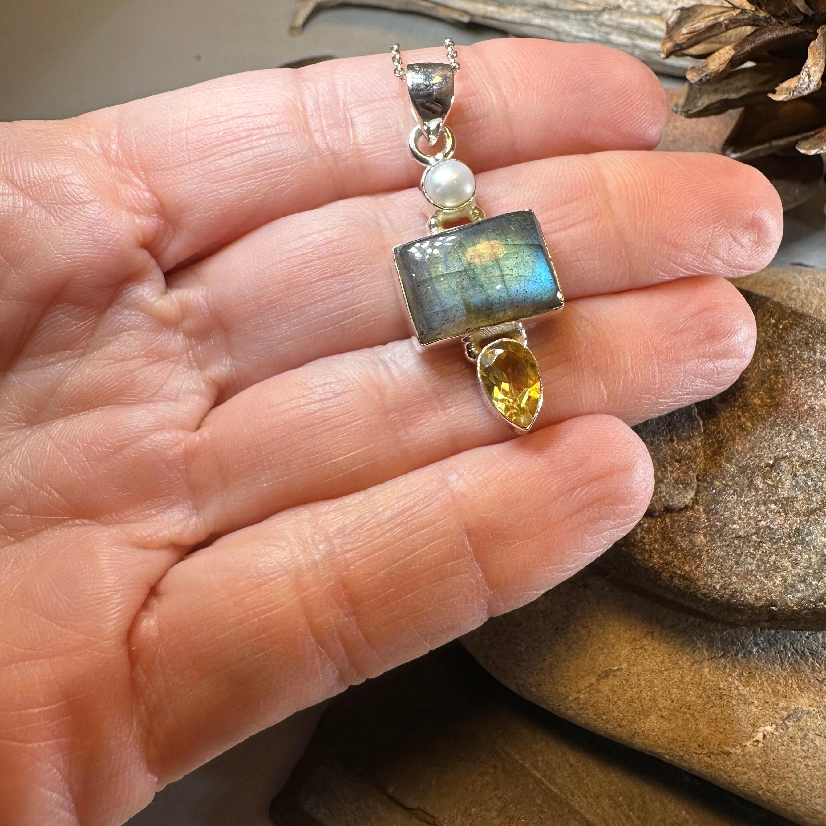 Citrine Blue Labradorite Necklace