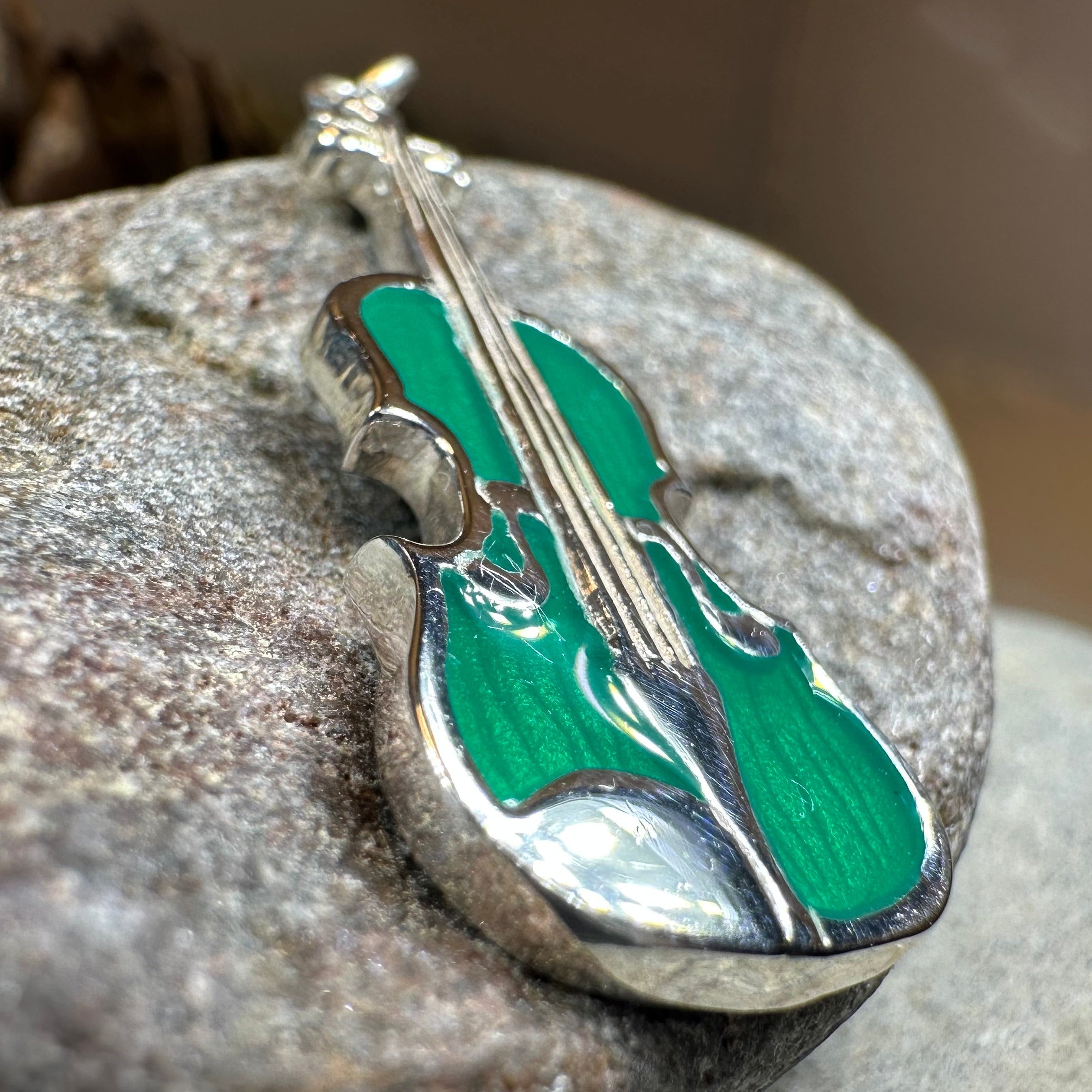 Realistic Enamel Fiddle Necklace - Handmade in Scotland