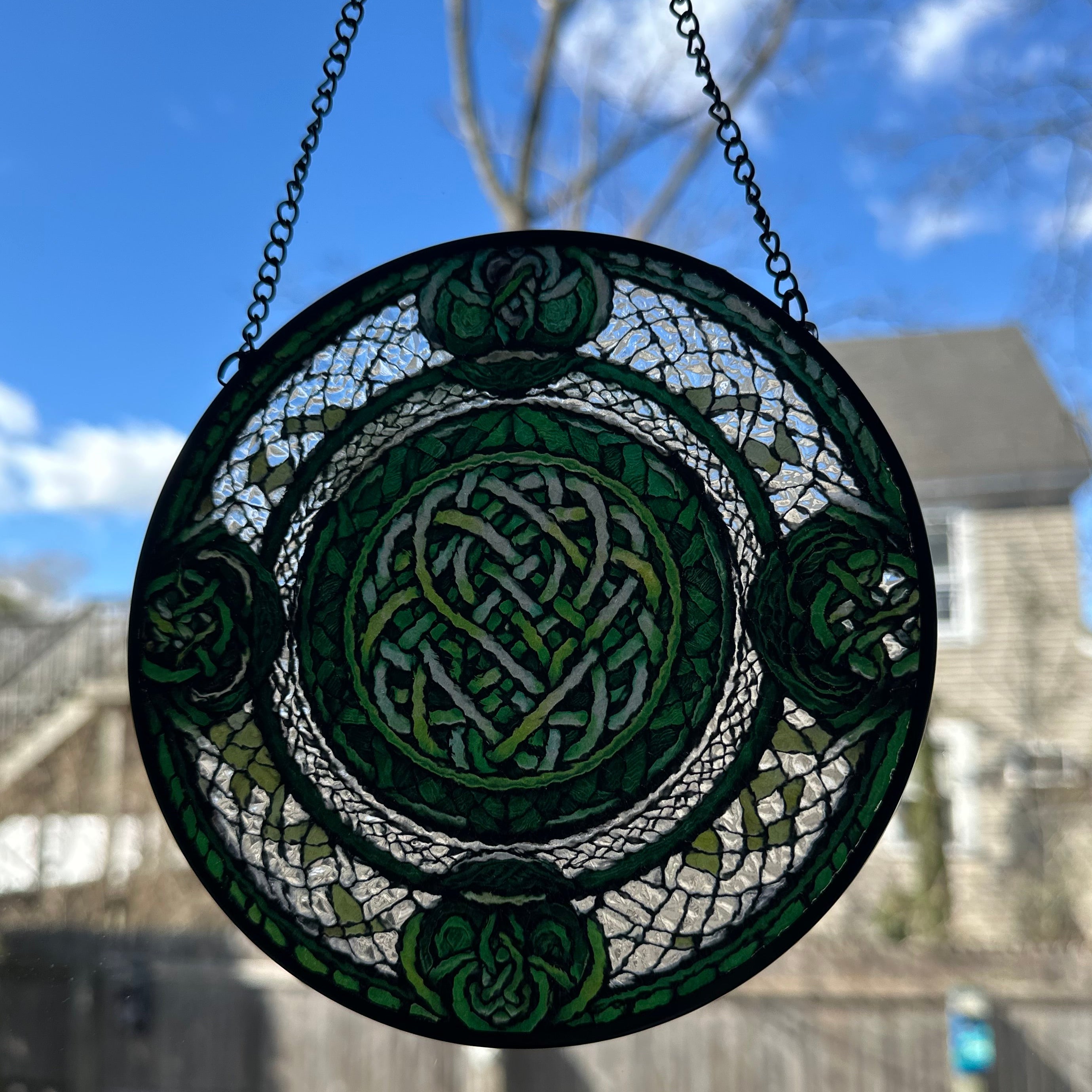 Emerald Green Celtic Knot Suncatcher