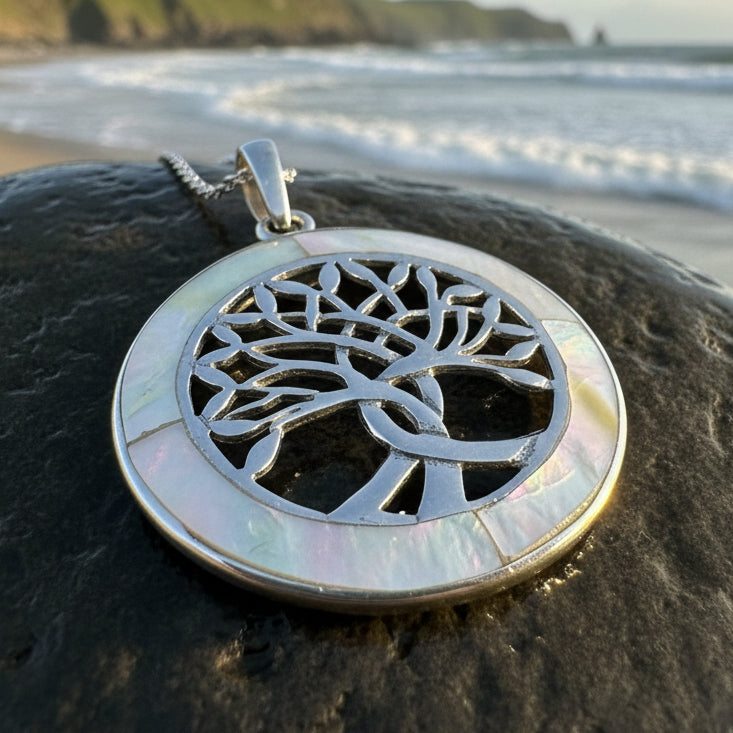 Carmina Tree of Life Shell Necklace in Sterling Silver