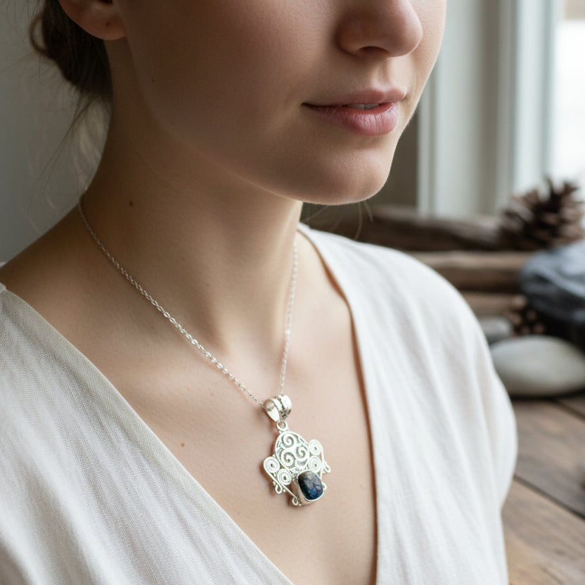Lyria Celtic Triple Spiral Necklace in Sterling Silver