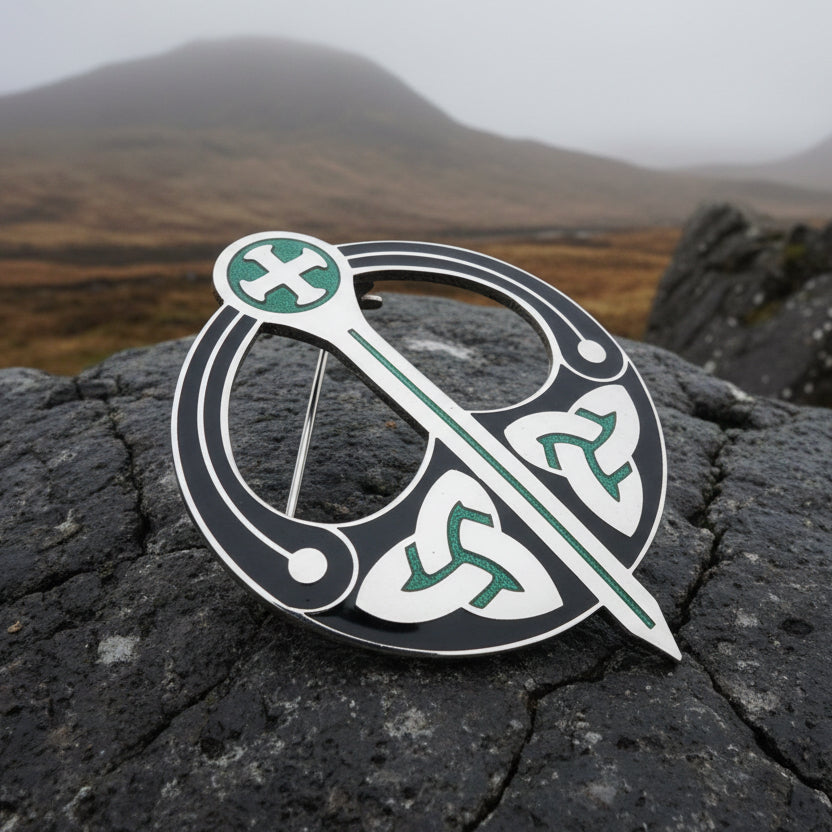 Enamel Celtic Trinity Knot Tara Brooch