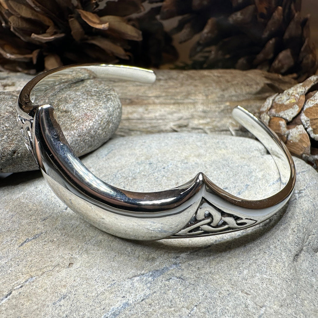 Lucina Celtic Moon Cuff Bracelet in Sterling Silver