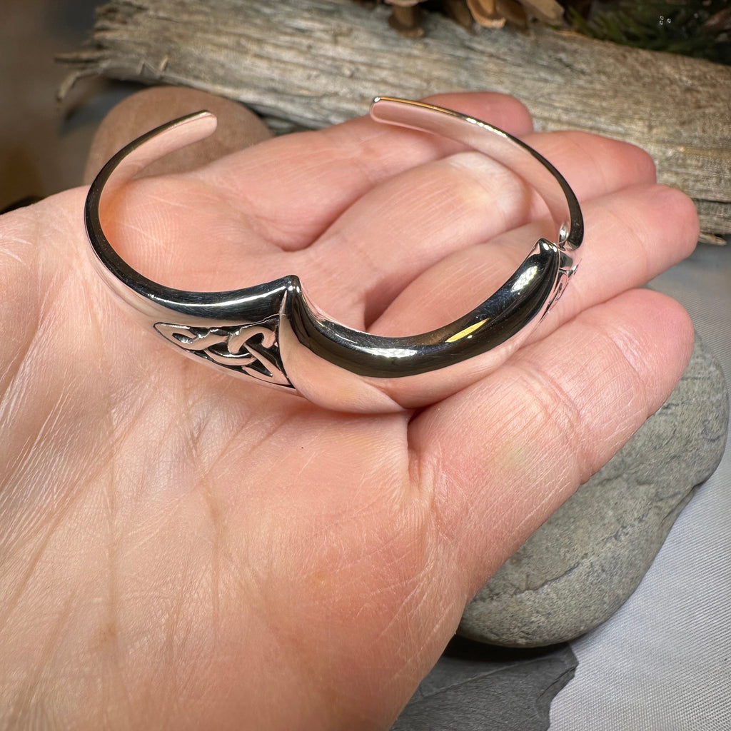 Lucina Celtic Moon Cuff Bracelet in Sterling Silver