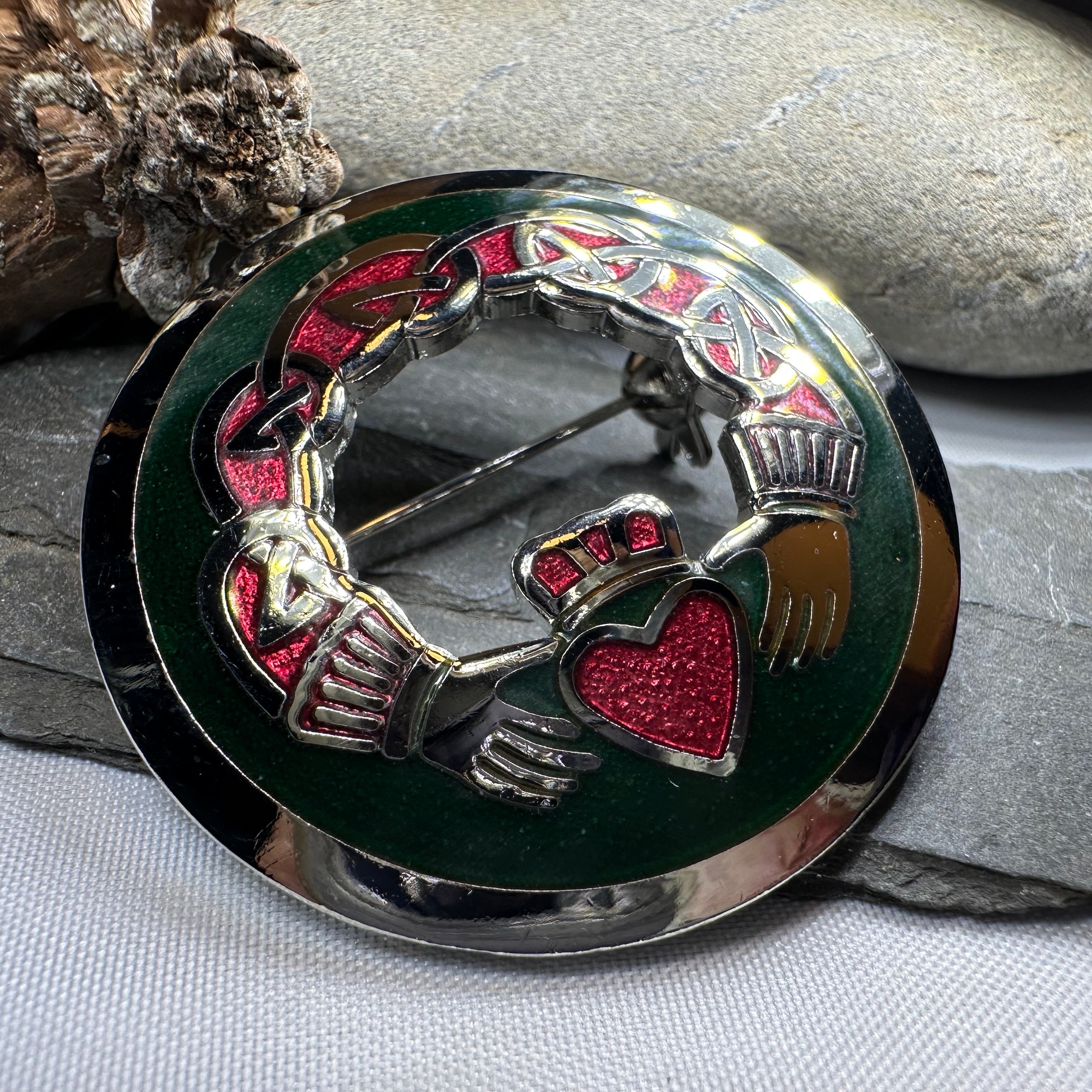 Enamel Irish Claddagh Brooch
