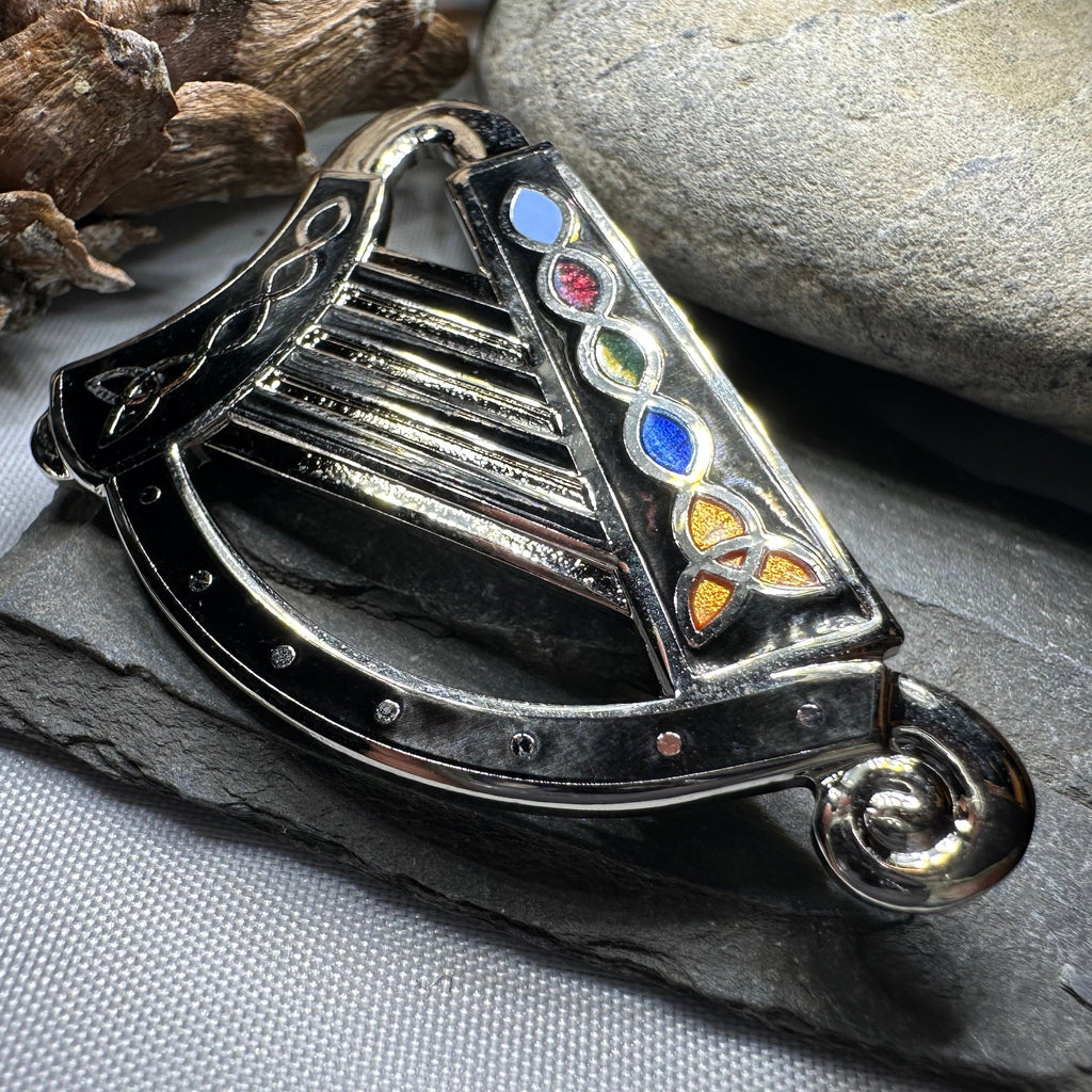 Celtic Harp Brooch