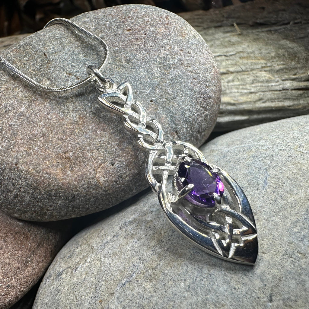 Georgina Celtic Knot Amethyst Necklace - Handmade in Scotland