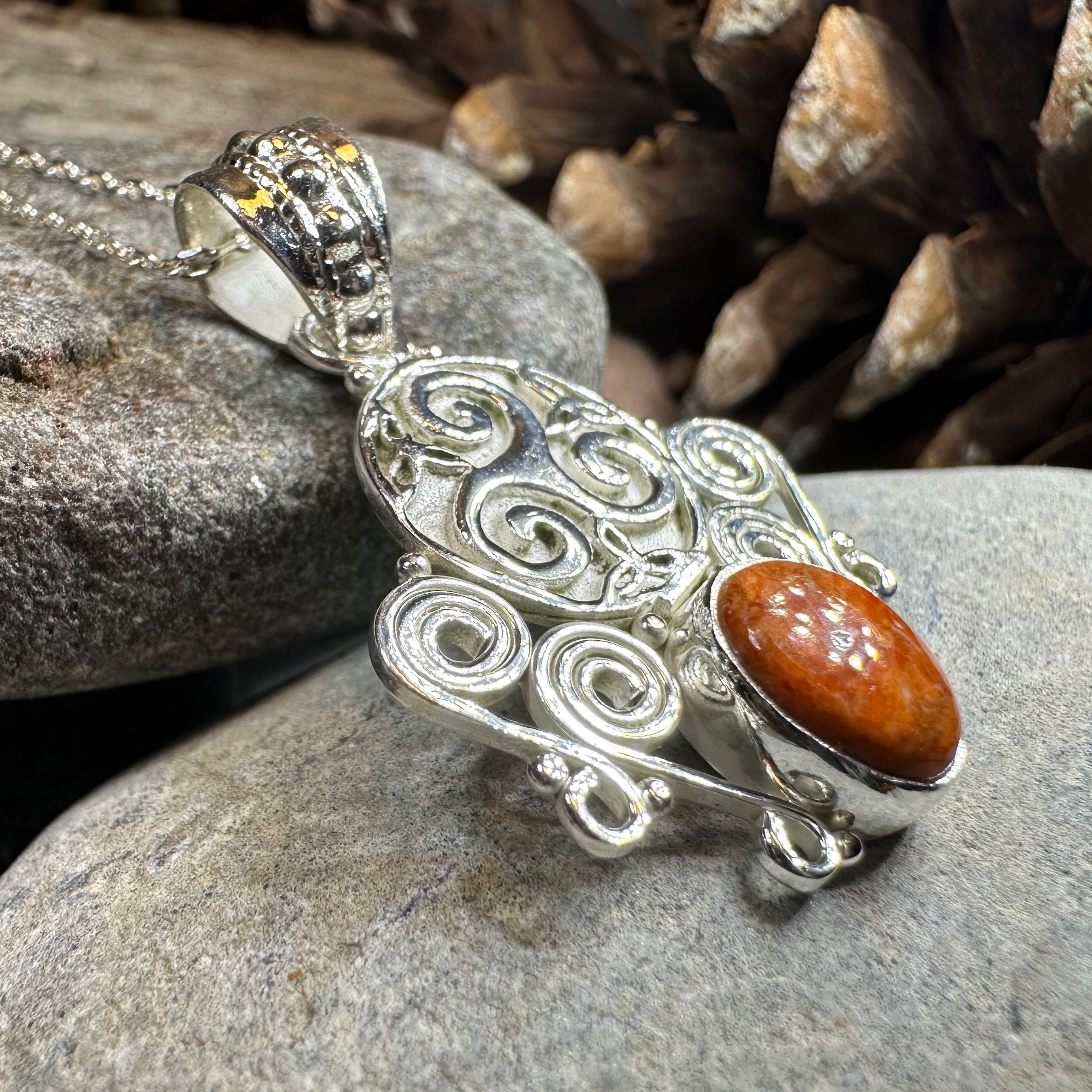 Lyria Celtic Triple Spiral Necklace in Sterling Silver