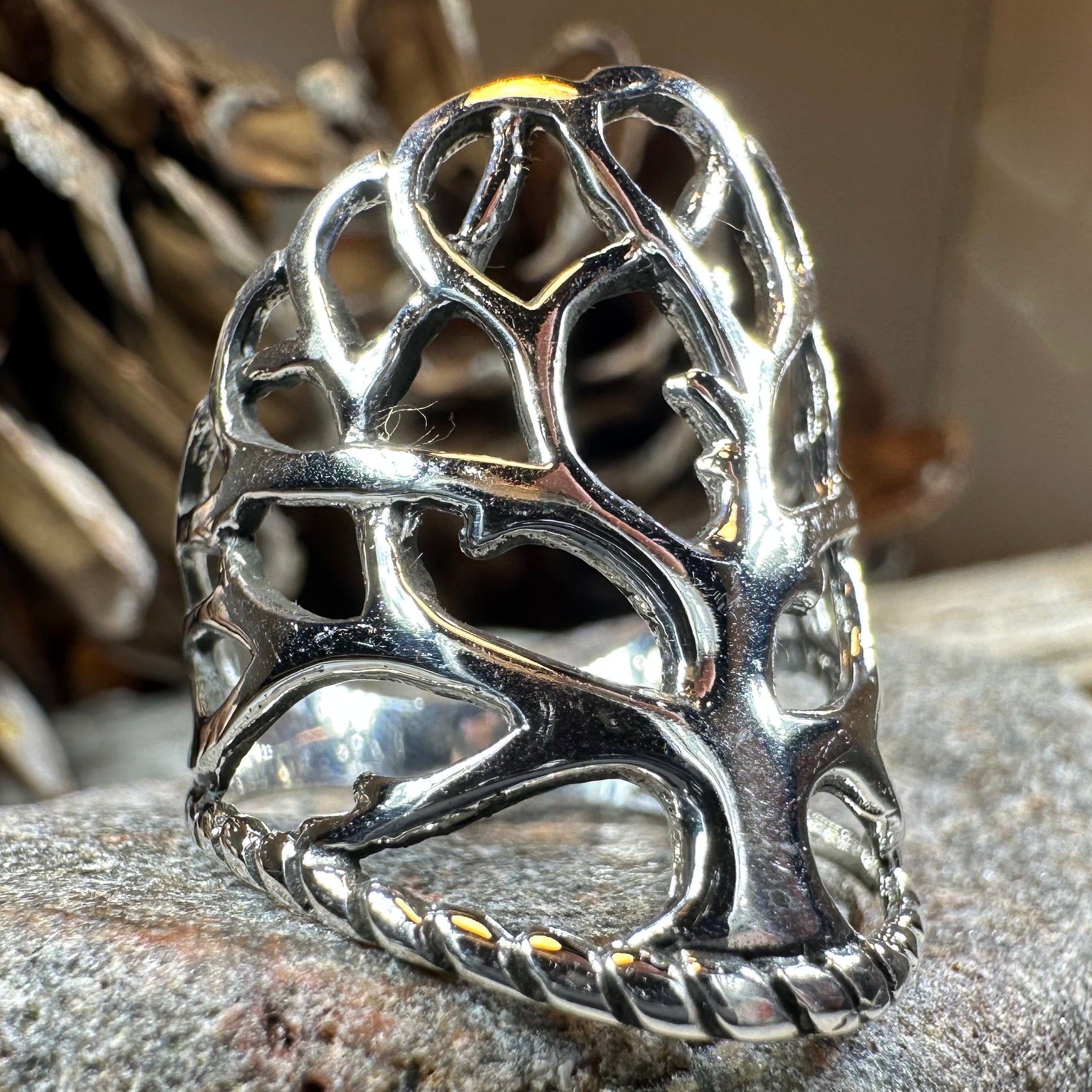 Áedh Celtic Tree of Life Ring in Sterling Silver