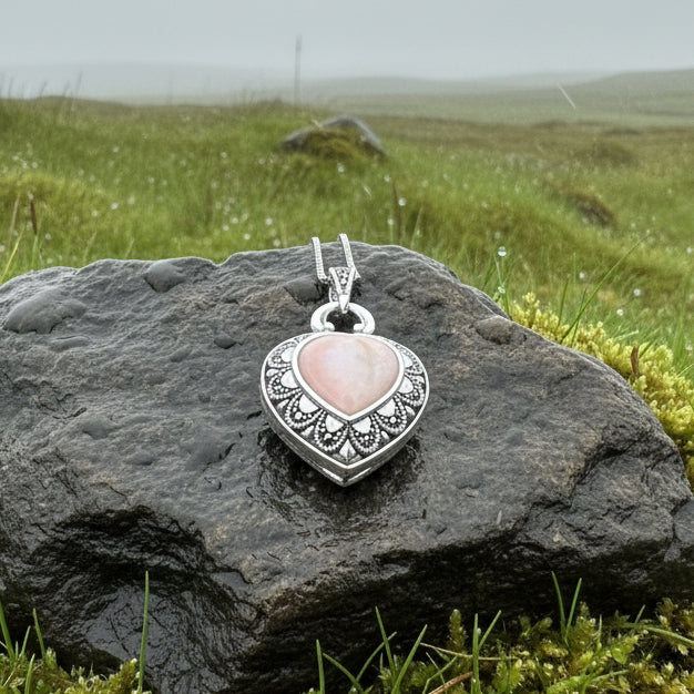 Locket Heart Marcasite Necklace in Sterling Silver