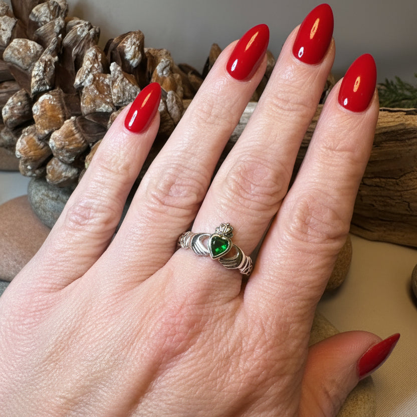 Irish Claddagh Trinity Knot Ring in Sterling Silver