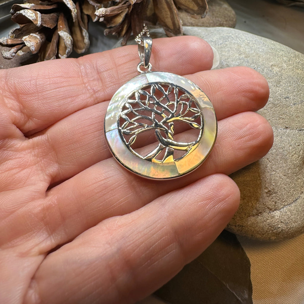 Carmina Tree of Life Shell Necklace in Sterling Silver