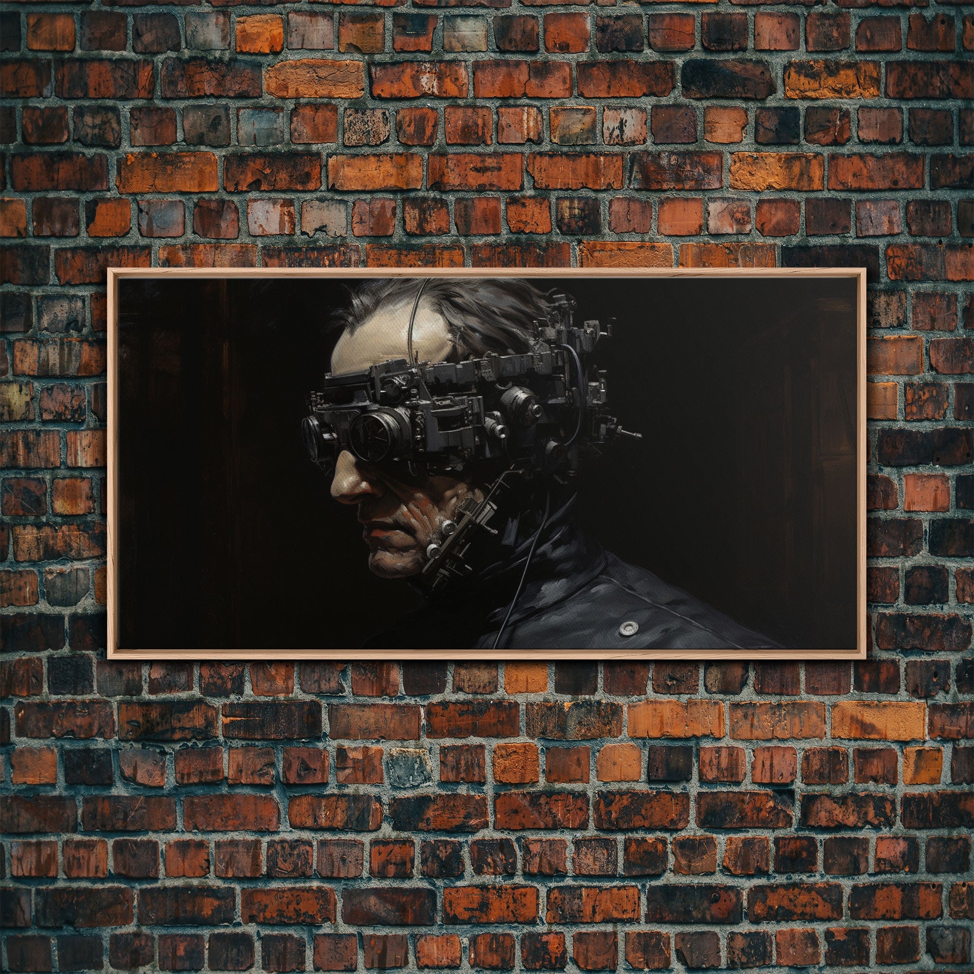 Victorian Steampunk Cyborg, Framed Canvas Print, Horror Prints, Halloween Wall Art, Halloween Themed Decor