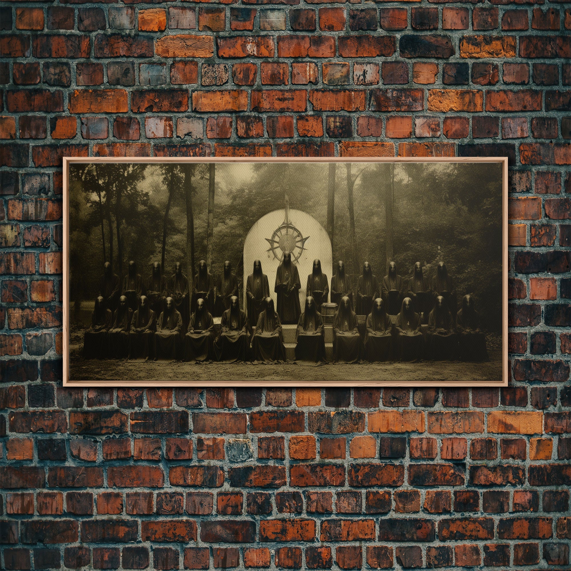 The Forest Witch Coven, Green Witches, Witch Art, Creepy Halloween Decor, Framed Canvas Print, Vintage Tintype Photo Art, Halloween Print