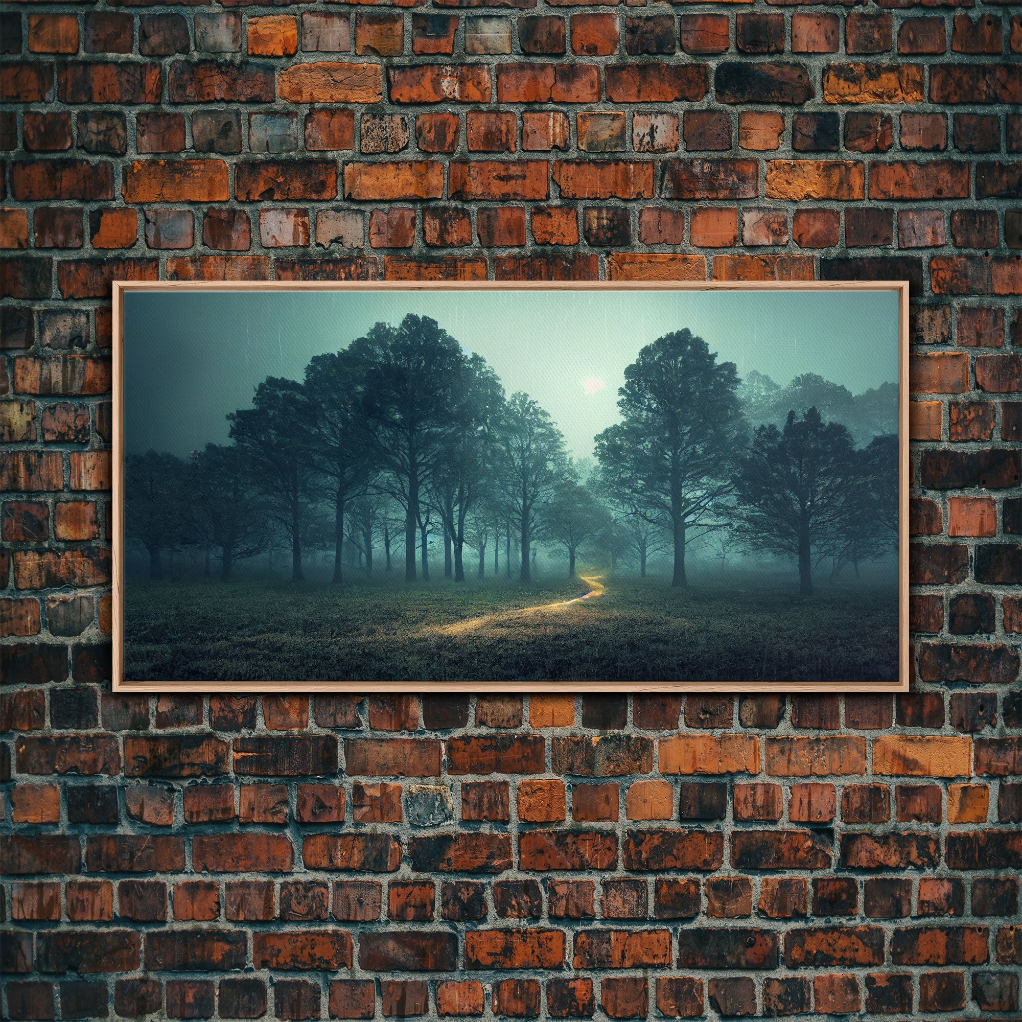 Gloomy Spooky Forest, ready to hang canvas print wall art, Lakehouse Cabin Wall Decor