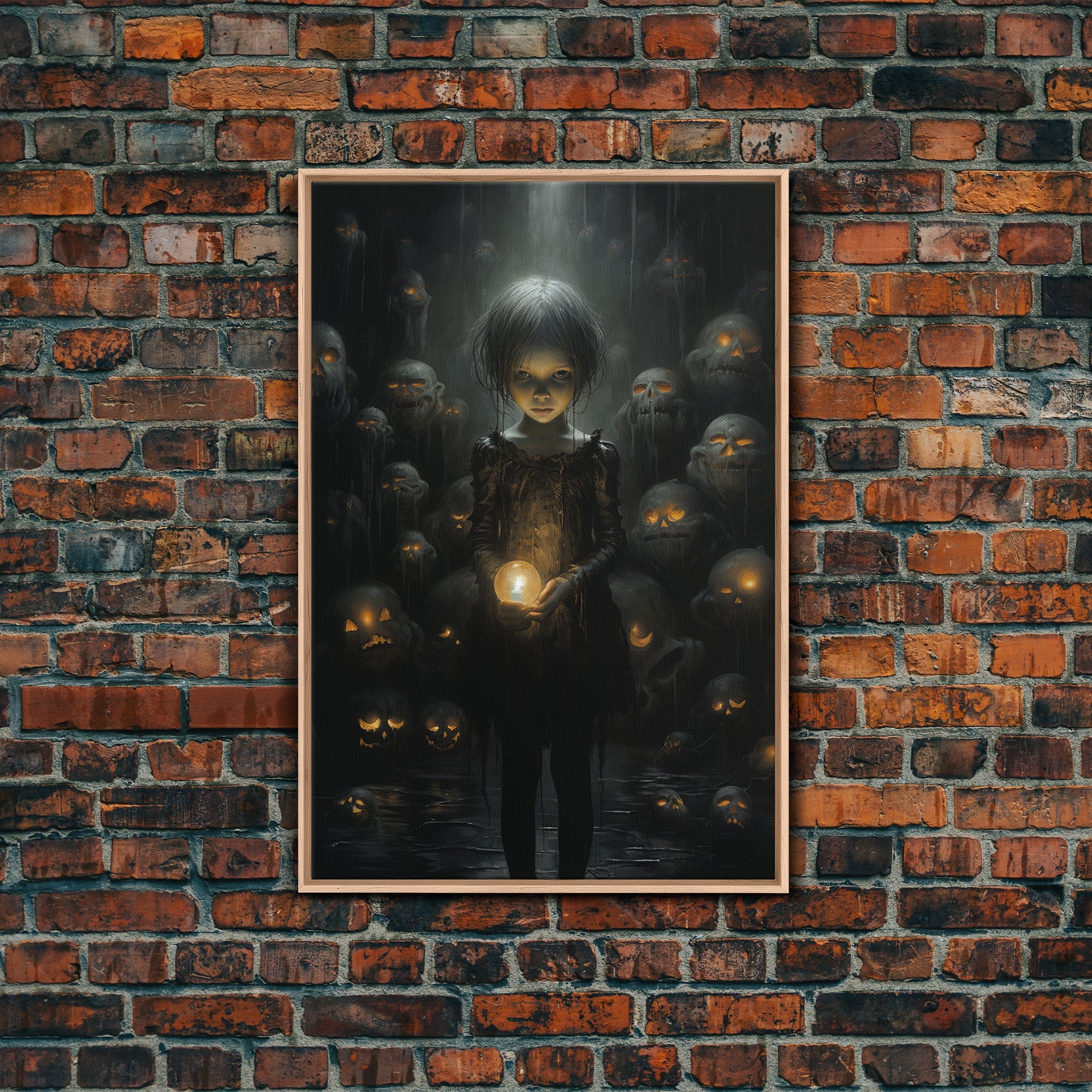 The Witch And The Well Of Souls, Haunted Halloween Art, Halloween Canvas, Framed Canvas Print, Witch Wall Decor, Witchcraft Wall Art