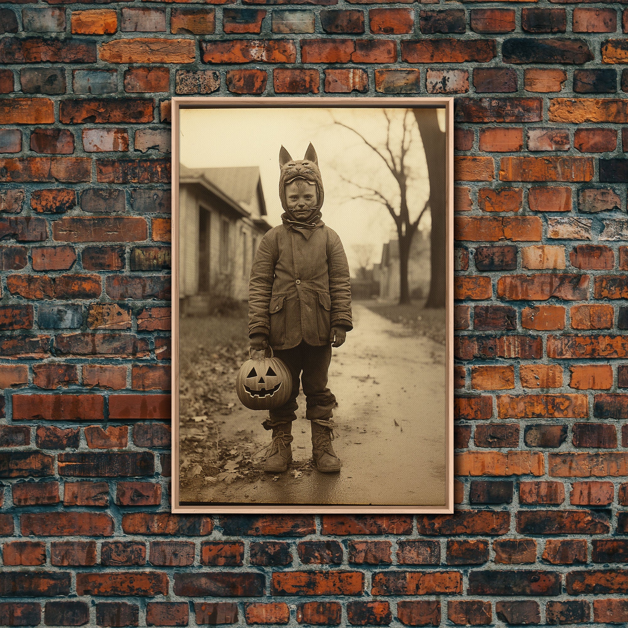 Halloween Wall Art, Vintage Photograph, Black And White Art, Spooky Art Canvas Print, Wall Art, Vertical Print, Home Decor, Wall Decor