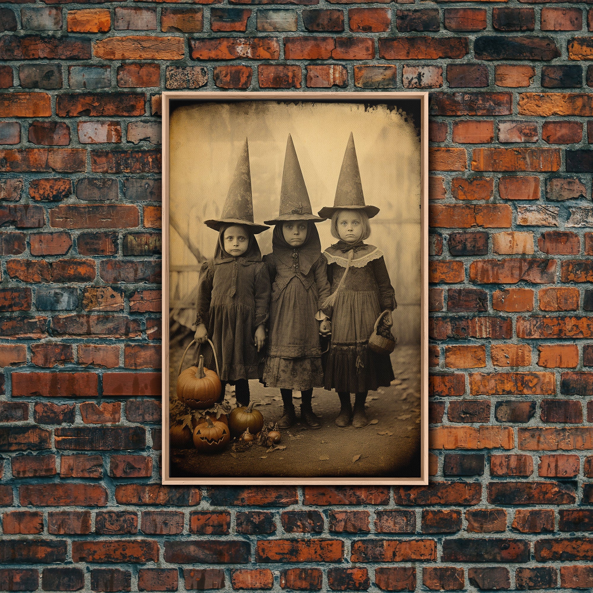 Witch Halloween, Spooky Art Print, Vintage Photograph, Black And White Art, Canvas Print, Wall Art, Vertical Print, Home Decor, Wall Decor