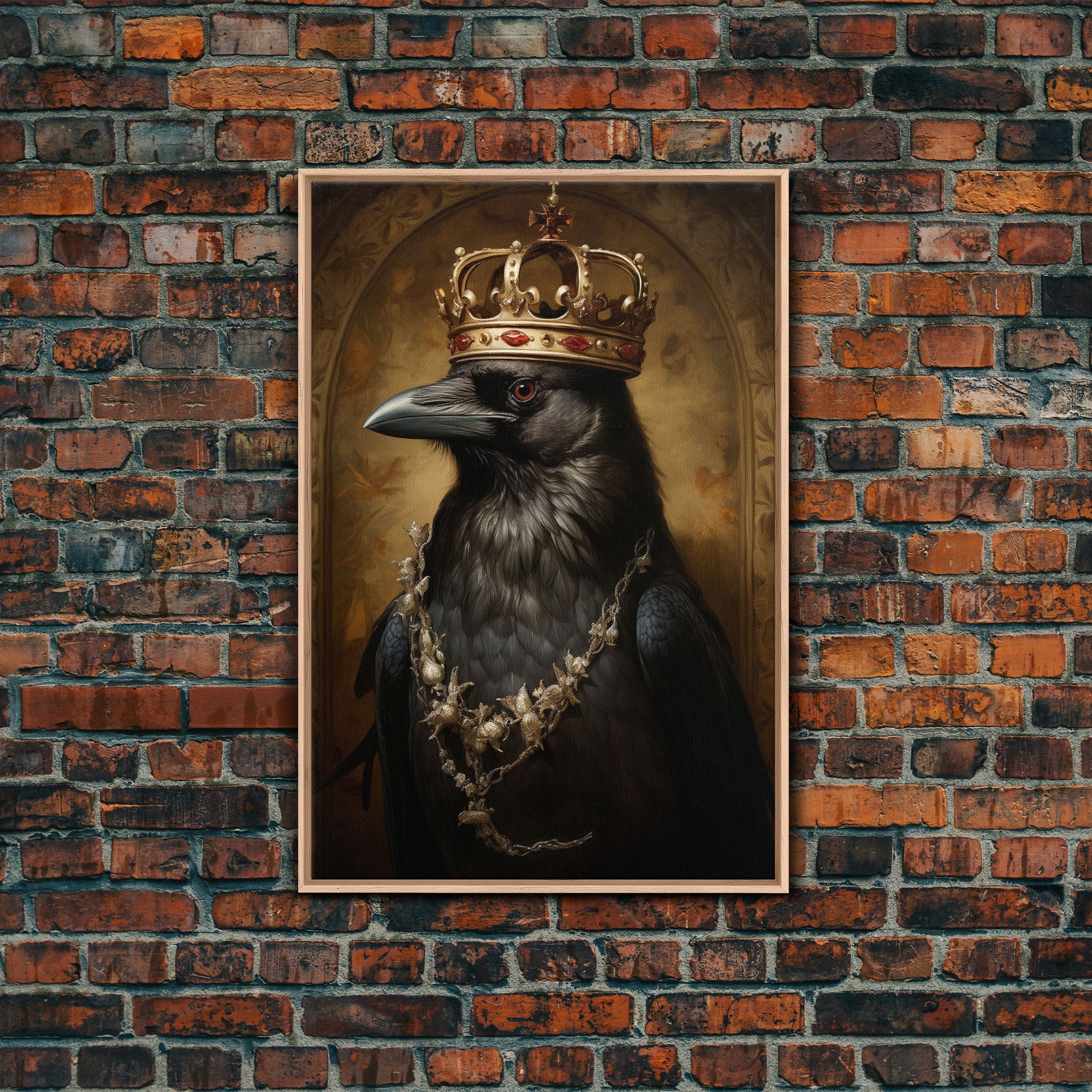 King Crow Print, Vintage Canvas, Art Canvas Print, Dark Academia, Gothic Victorian Crow, Cool Halloween Decorations, Framed Canvas Print