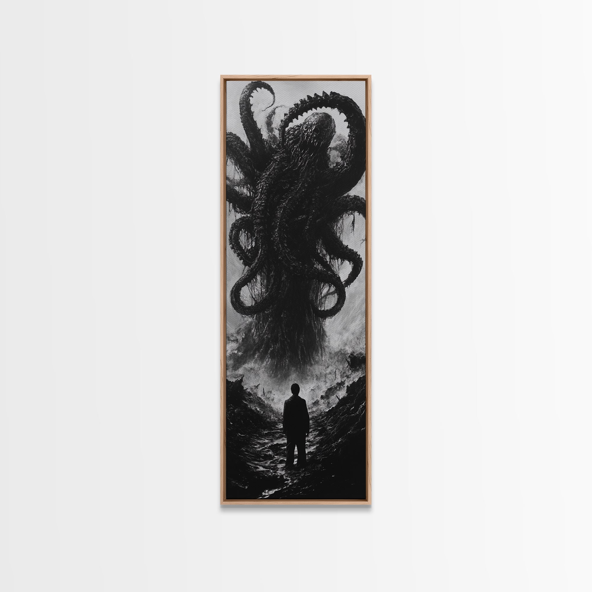 Cosmic Horror Wall Art Framed Canvas, Cthulu Painting, Lovecraftian Style Horror Painting, Horror Decor, Halloween Wall Art, Clearance Art