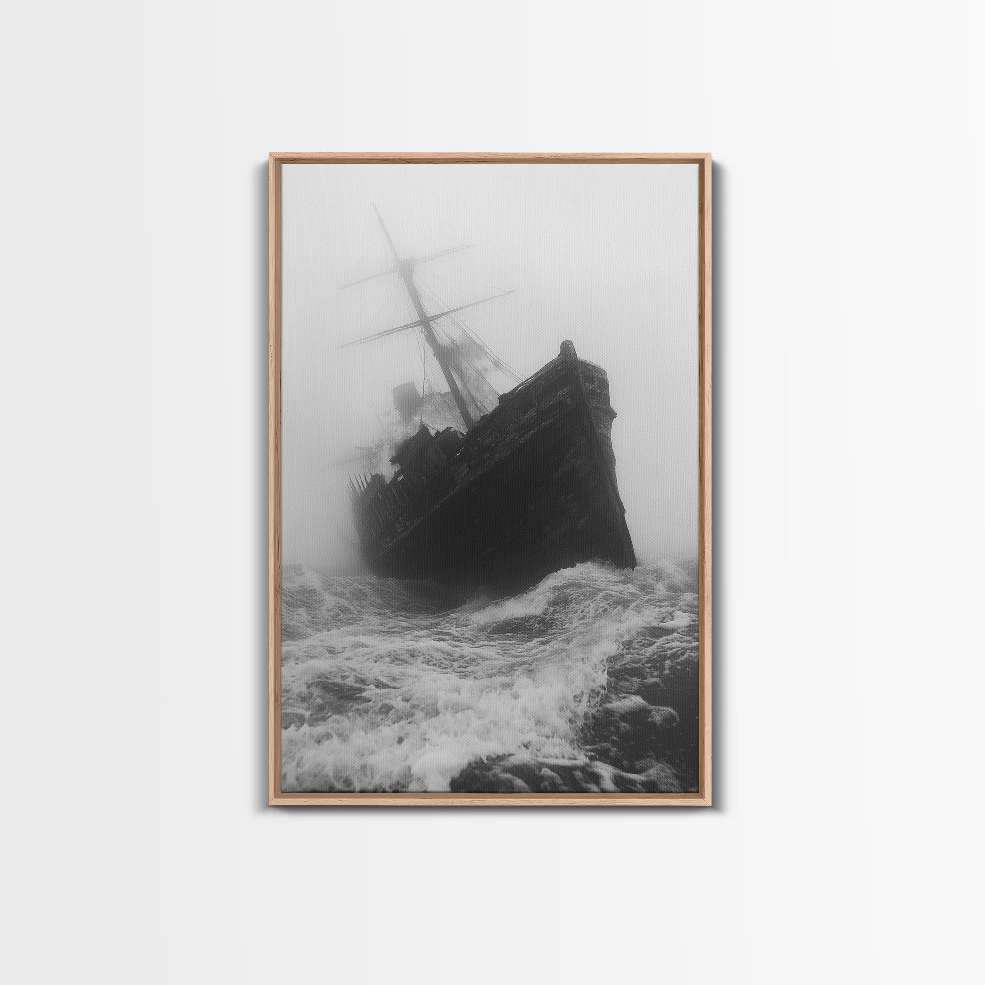 Haunted Ship, Foggy Sea, Maritime Ghost, Canvas Print, Nautical Wall Art, Pirate Ship Aesthetic, Halloween or Fall Home Decor