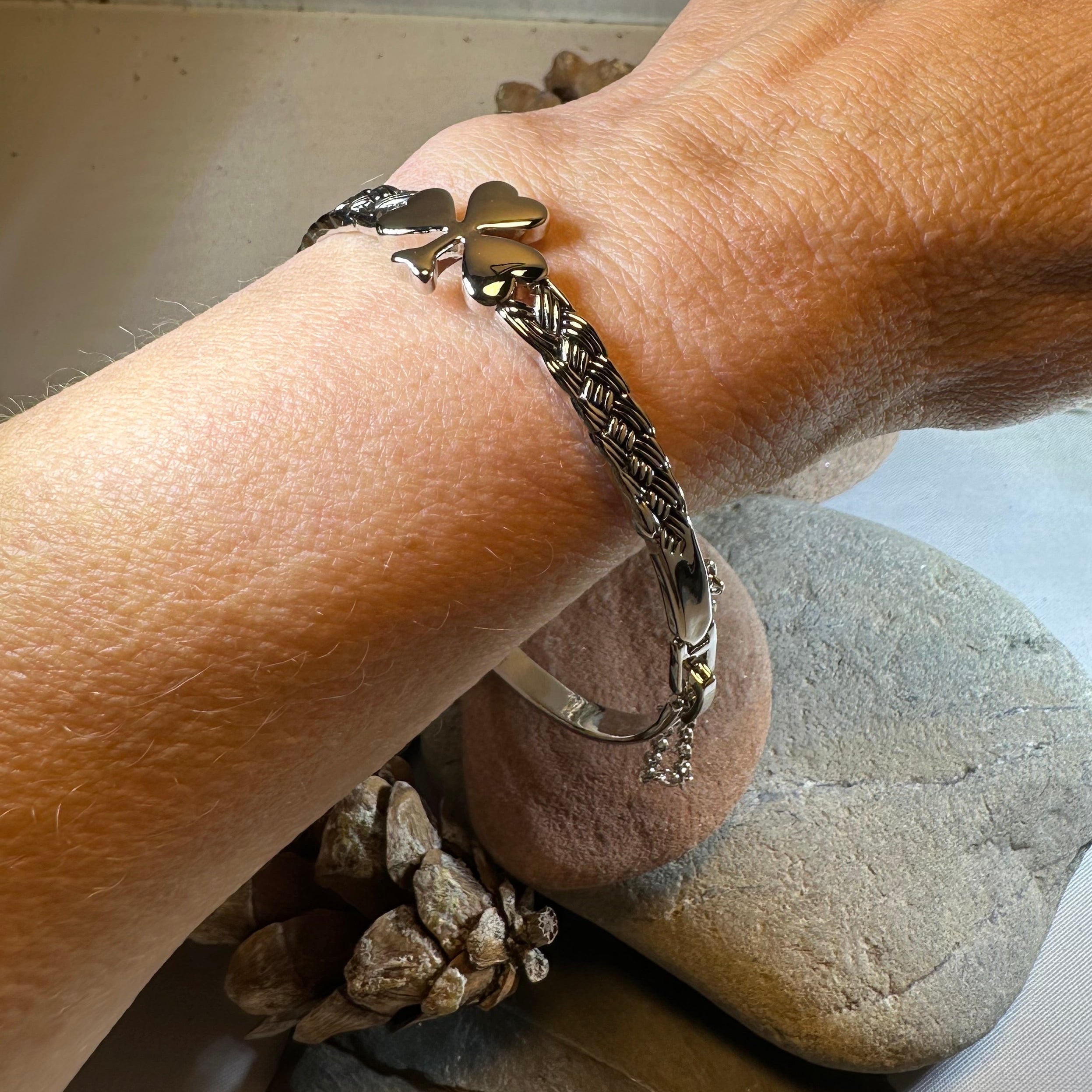 Irish Shamrock Bangle Bracelet