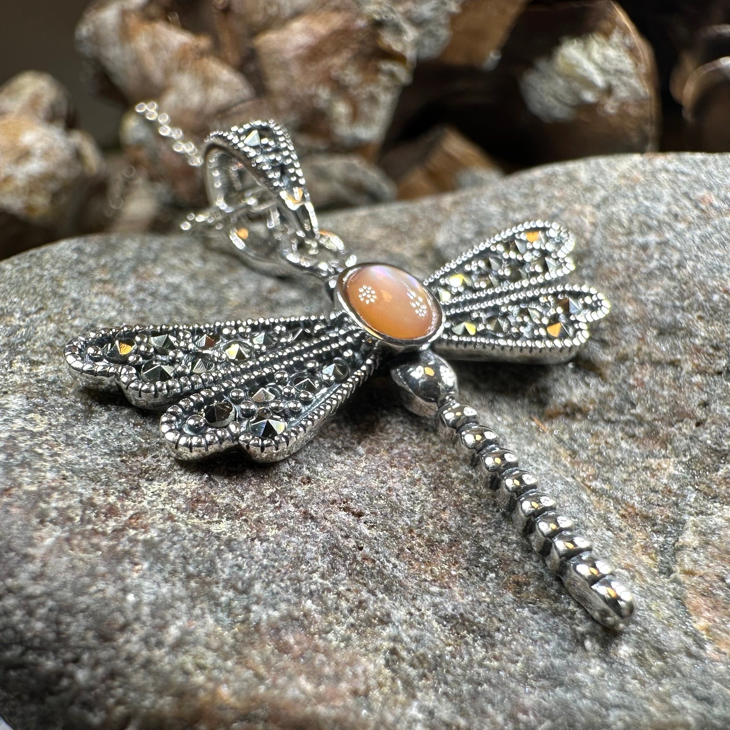 Hope Marcasite Dragonfly Necklace