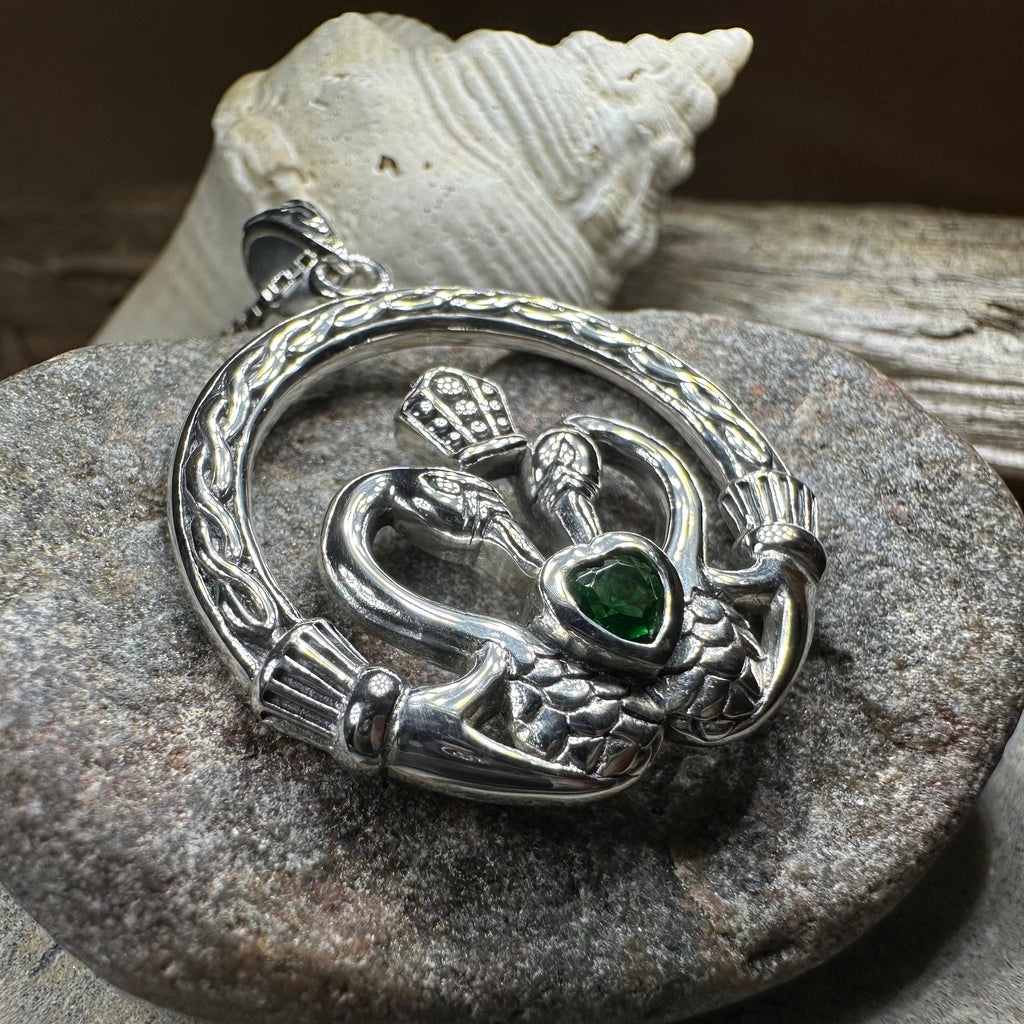 Celtic Swan Claddagh Necklace in Sterling Silver