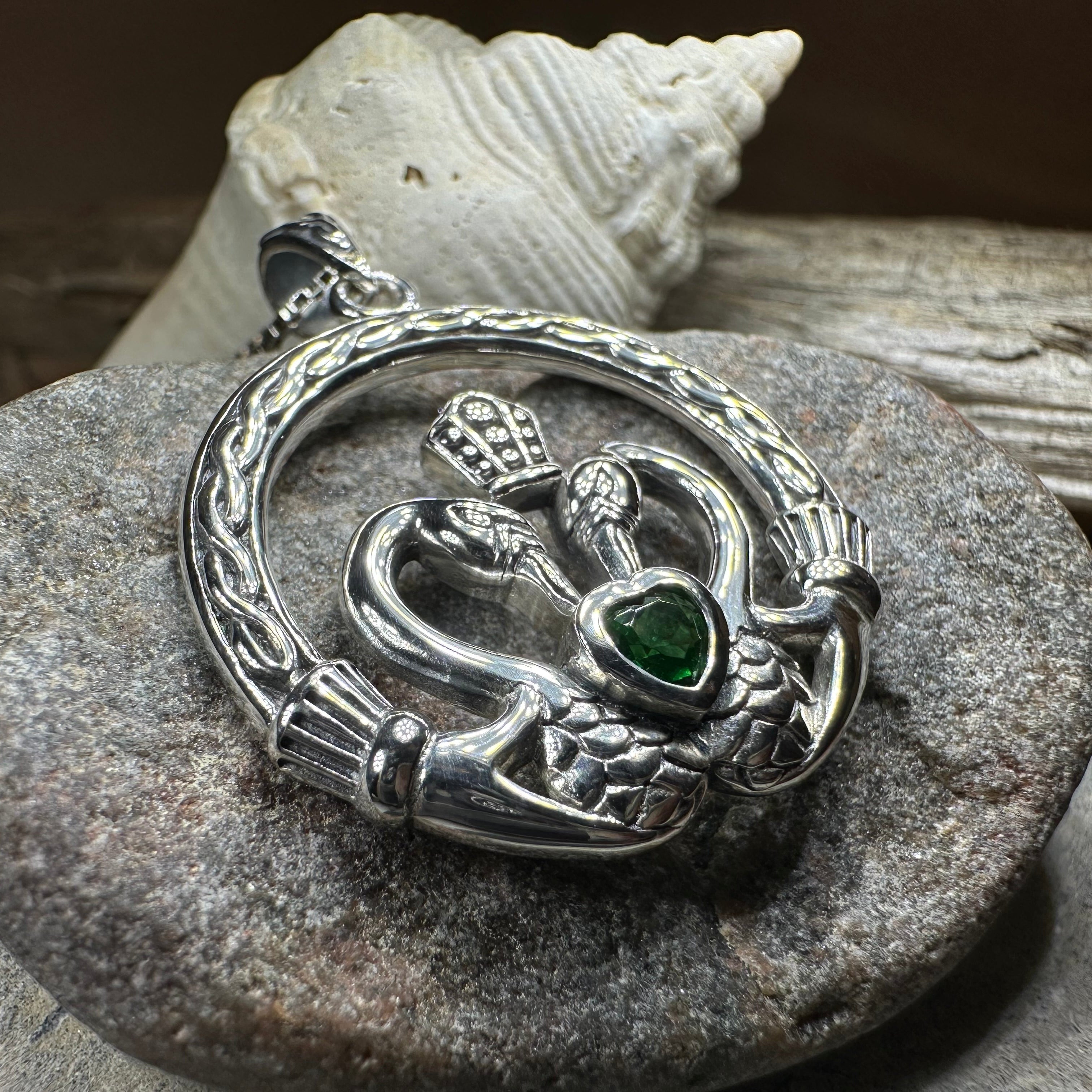 Celtic Swan Claddagh Necklace in Sterling Silver