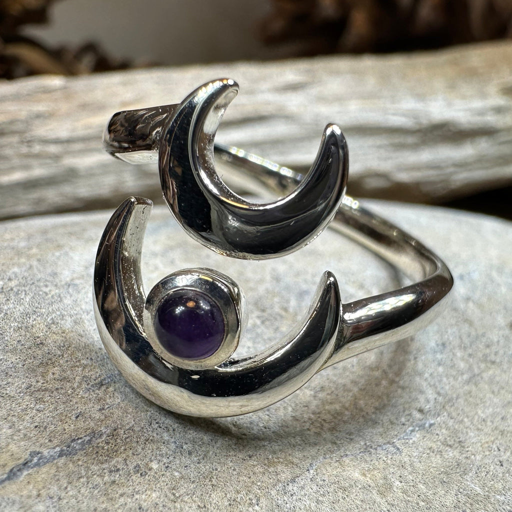 Double Crescent Moon Ring in Sterling Silver
