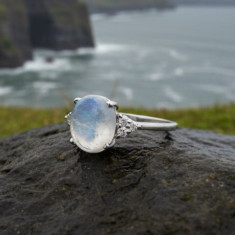 Winter Dawn Moonstone Ring in Sterling Silver
