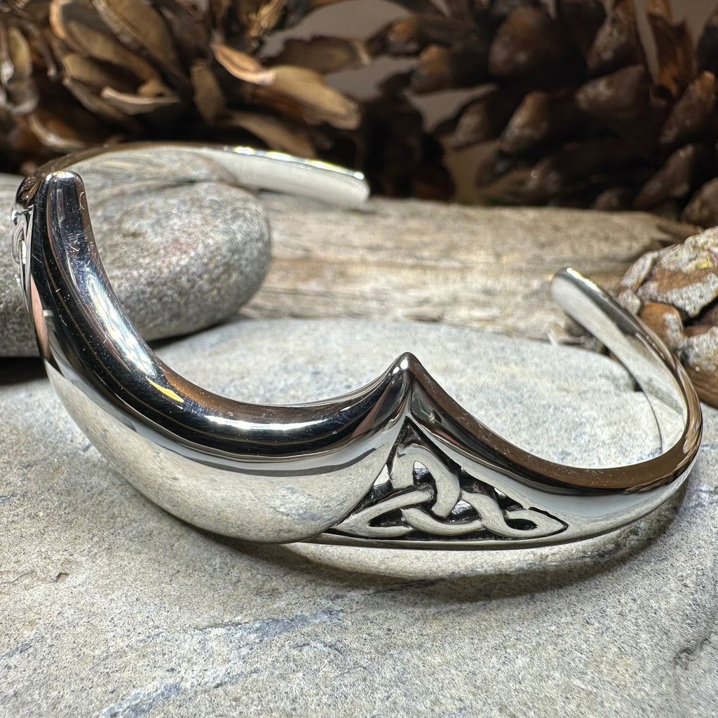 Lucina Celtic Moon Cuff Bracelet in Sterling Silver
