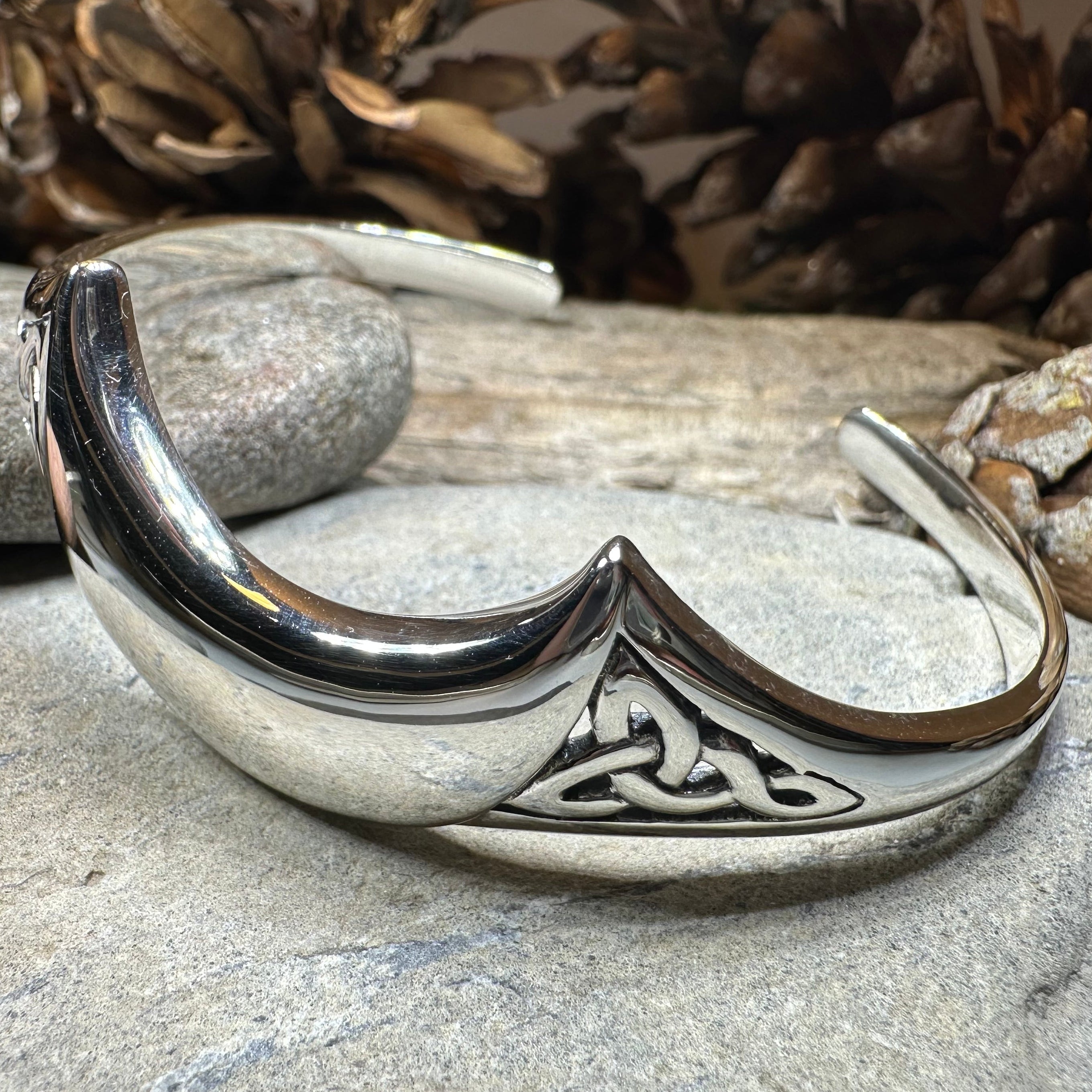 Lucina Celtic Moon Cuff Bracelet in Sterling Silver