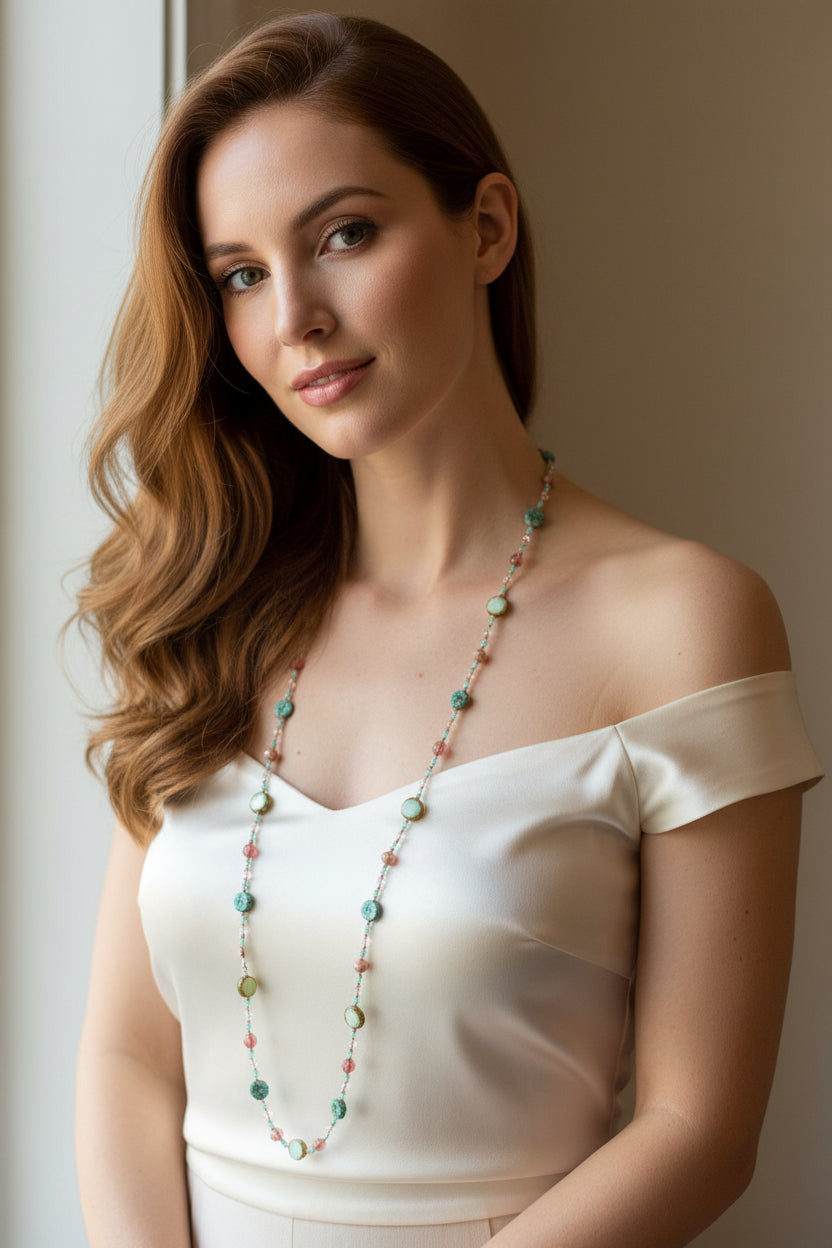 Pink Beach Blossom Long Necklace