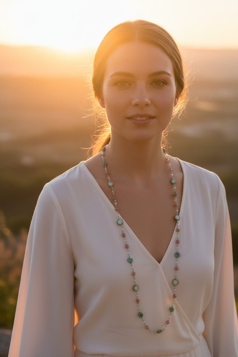 Pink Beach Blossom Long Necklace