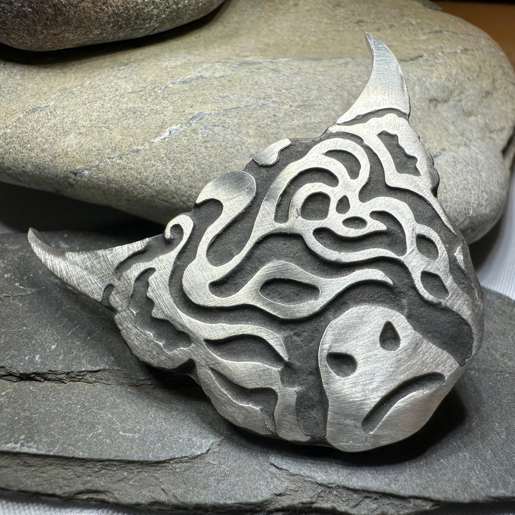 Celtic Highland Cow Brooch - Handmade in Scotland