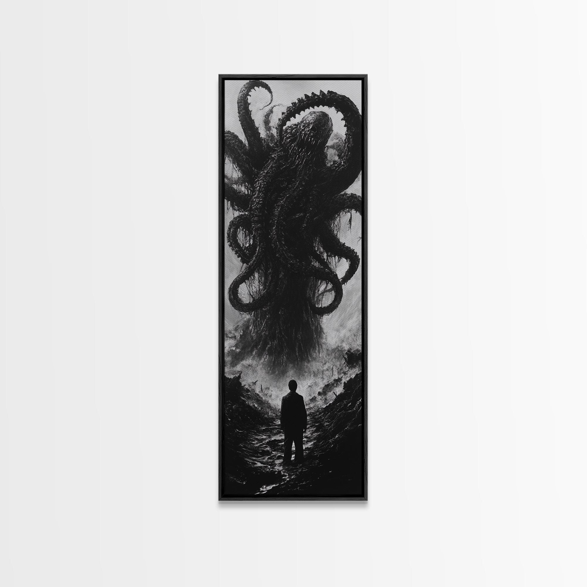 Cosmic Horror Wall Art Framed Canvas, Cthulu Painting, Lovecraftian Style Horror Painting, Horror Decor, Halloween Wall Art, Clearance Art