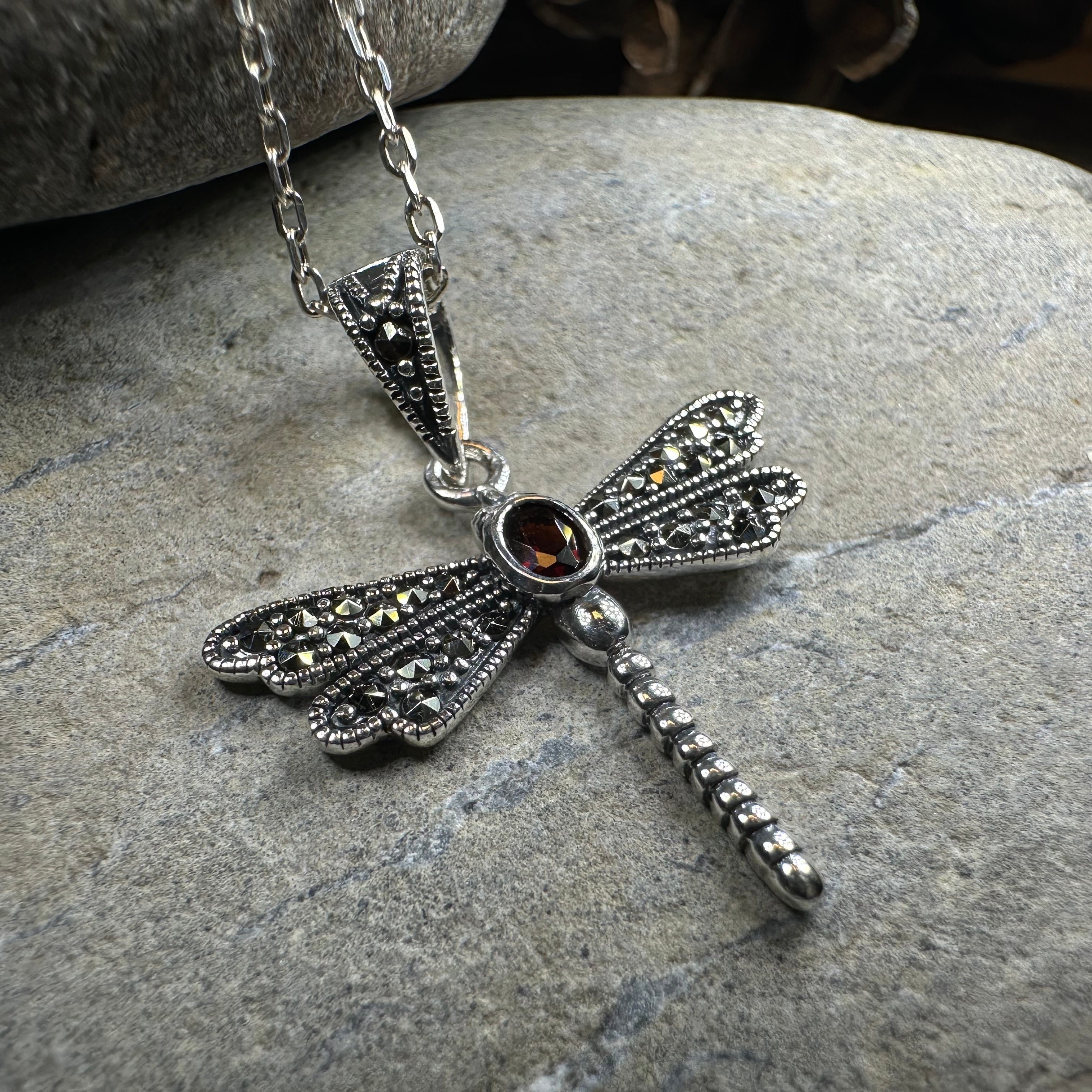 Hope Marcasite Dragonfly Necklace