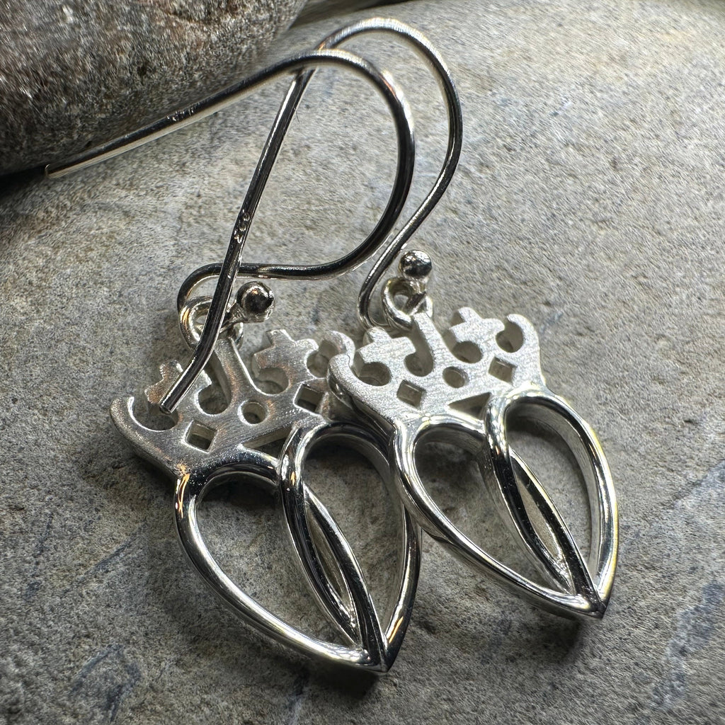 Lady Arieen Scottish Luckenbooth Earrings in Sterling Silver