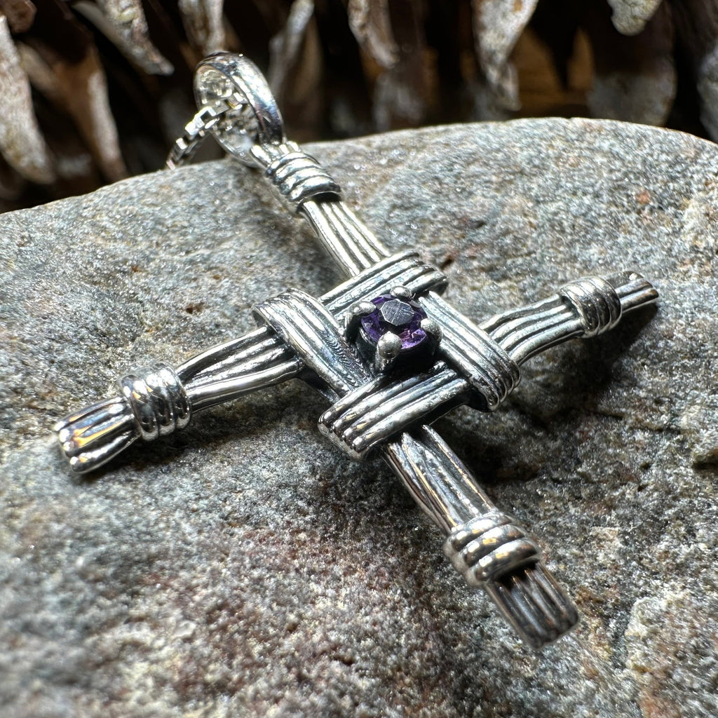 Springtime Irish Saint Brigid's Cross Necklace in Sterling Silver