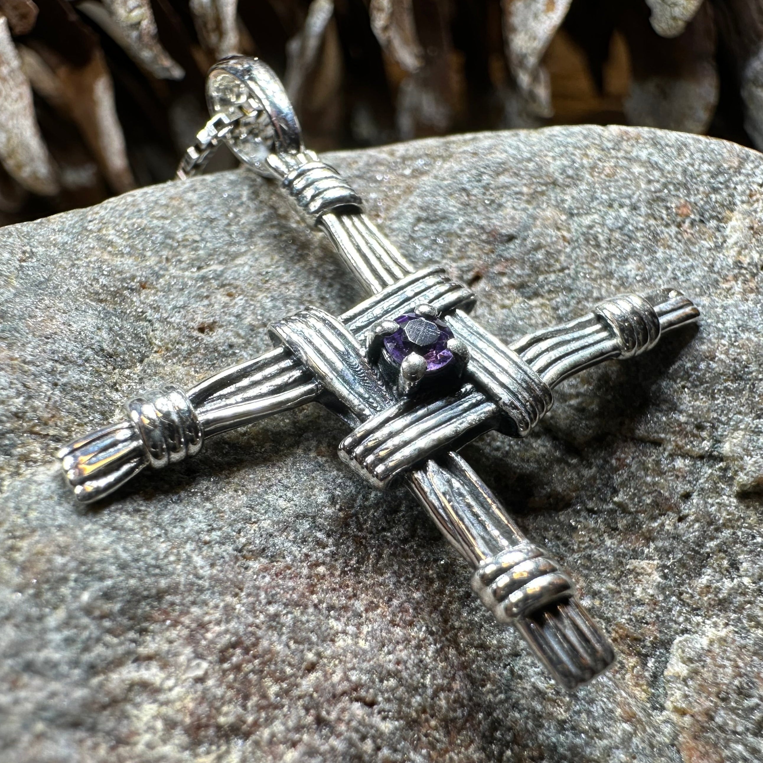 Springtime Irish Saint Brigid's Cross Necklace in Sterling Silver