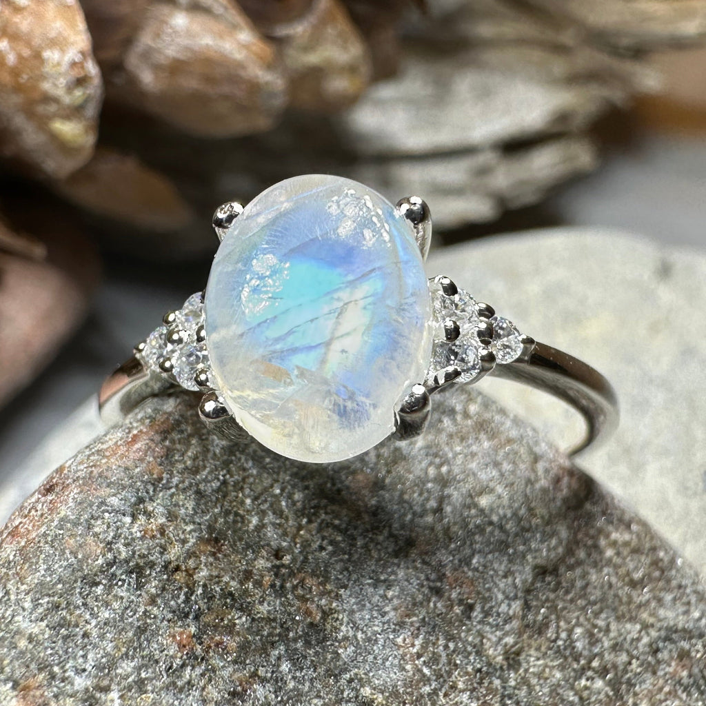 Winter Dawn Moonstone Ring in Sterling Silver
