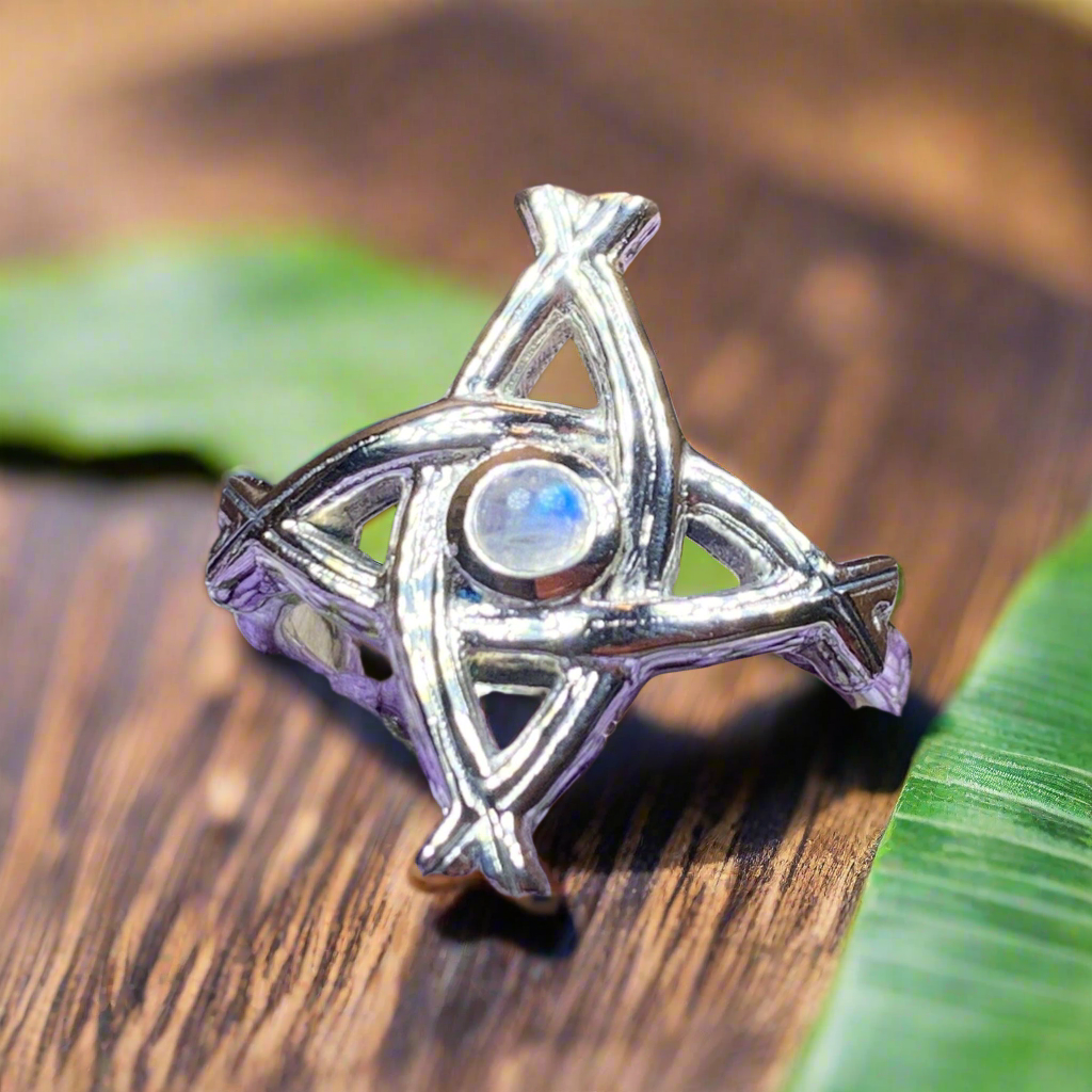 Moonstone Saint Brigid's Cross of Ireland Ring