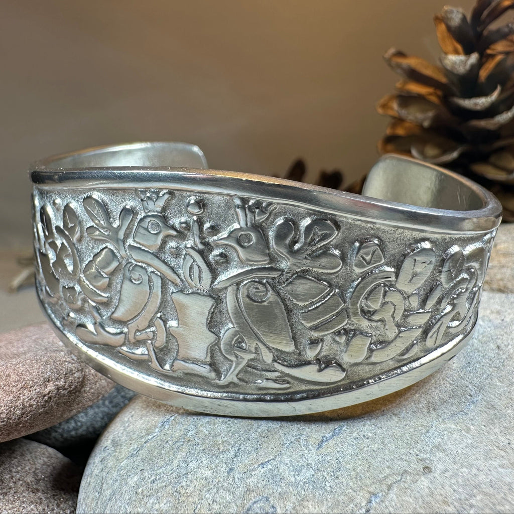 Celtic Love Birds Cuff Bracelet - Handmade in Scotland