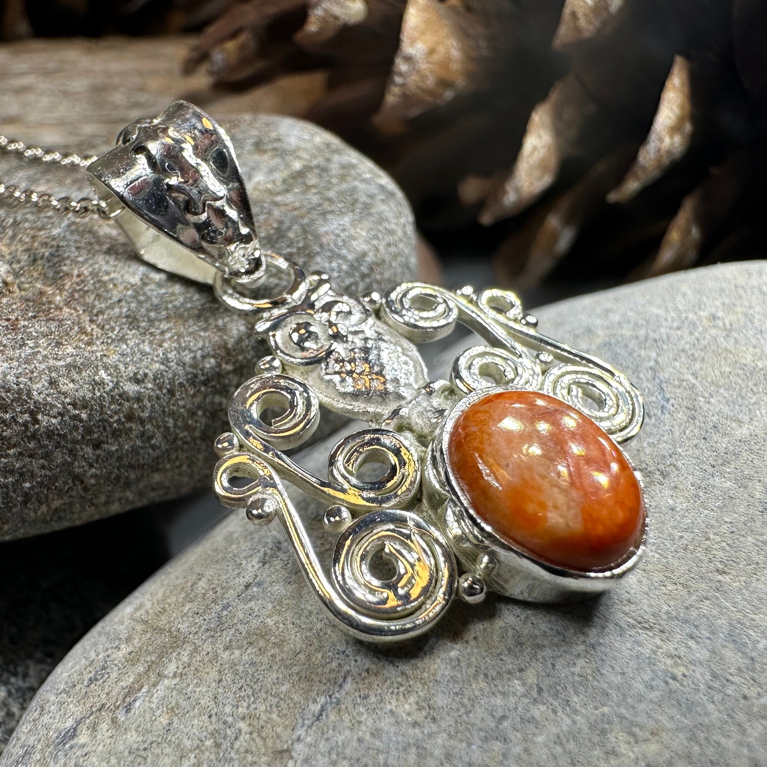 Mirra Owl Necklace in Sterling Silver