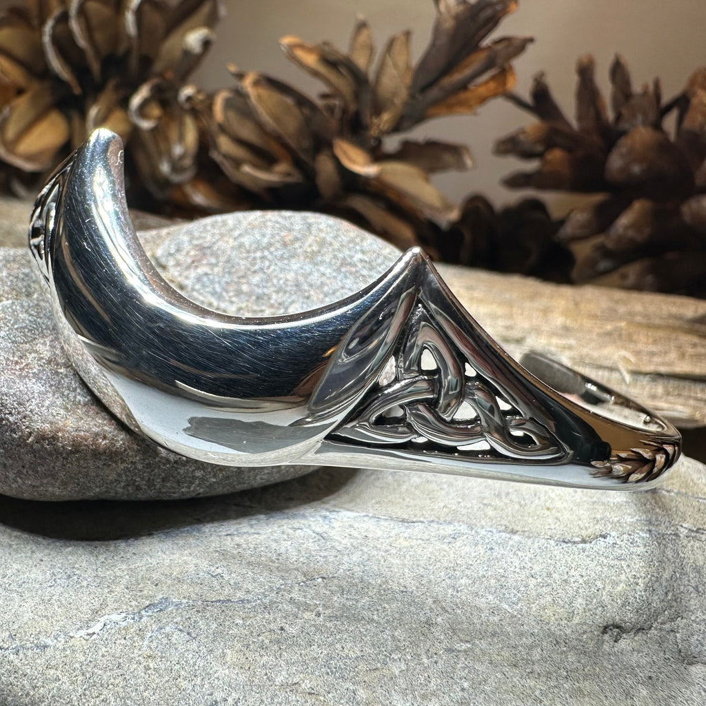 Lucina Celtic Moon Cuff Bracelet in Sterling Silver