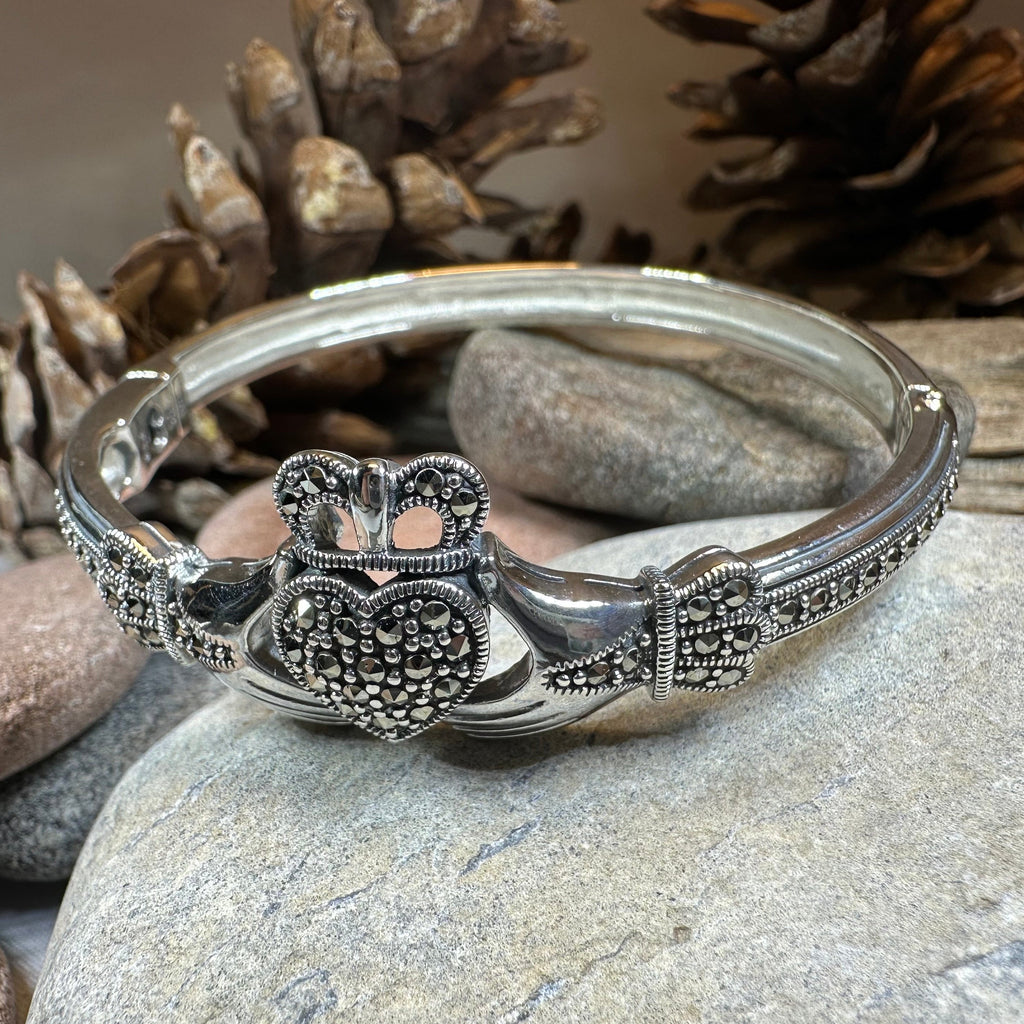 Galway Irish Claddagh Marcasite Bracelet in Sterling Silver